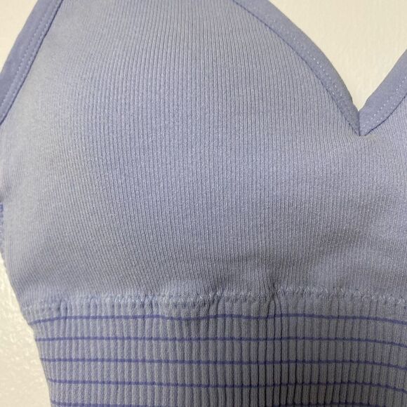 Tranquil & True Bra Bralette Blue Striped Women Teens Youth Sport Bra Stretch - Picture 8 of 11